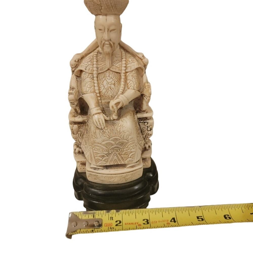 Vintage Japanese Dynasty Emperor Sculpture Ivory Home Decor - Picture 9 of 10